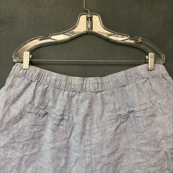 Tahari Womens 100% Linen Shorts 1X Light Blue Elastic Waist Casual Summer Resort - Picture 13 of 14